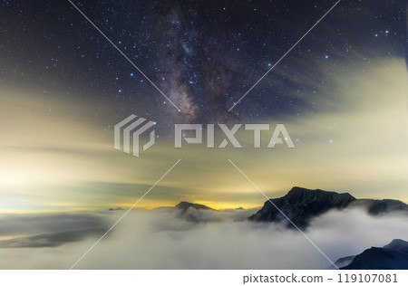 白馬山、雲海、銀河 119107081