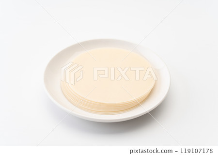 Gyoza skins on a plate Gyoza skins on a plate 119107178