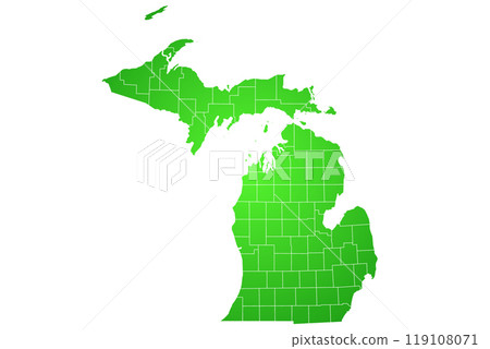 Michigan administrative map. counties map of Michigan, blank Map, empty map of Michigan 119108071