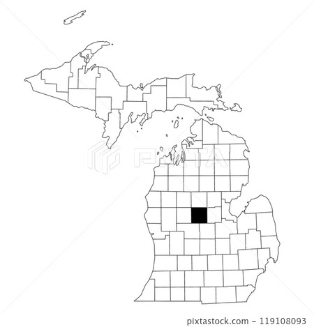 Map of Isabella County in Michigan state on white background. single County map highlighted by black colour on Michigan map. UNITED STATES, US Map of Isabella County in Michigan state on white background. single County map highlighted by black colour on Michigan map. UNITED STATES, US 119108093