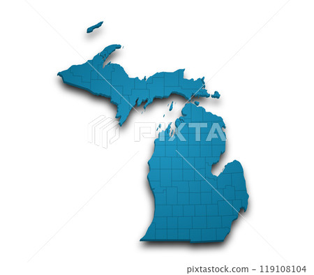 3d Map of Michigan state with color. United State of America, US, United State 3d Map of Michigan state with color. United State of America, US, United State 119108104