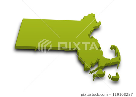 3d Map of Massachusetts state with color. United State of America, US, United State 119108287