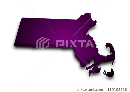 3d Map of Massachusetts state with color. United State of America, US, United State 119108318
