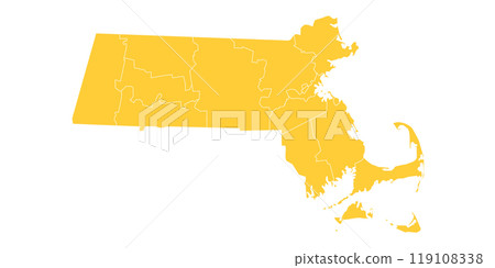 Massachusetts administrative map. counties map of Massachusetts, blank Map, empty map of Massachusetts 119108338