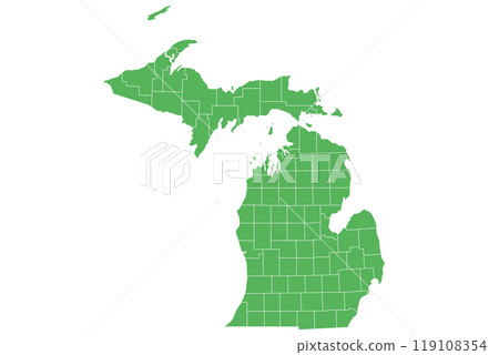 Michigan administrative map. counties map of Michigan, blank Map, empty map of Michigan 119108354