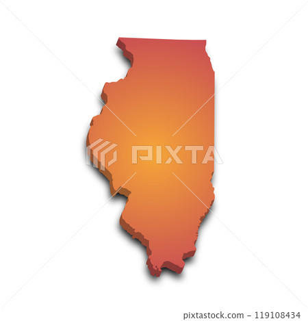 3d Map of Illinois state with color. United State of America, US, United State. 119108434