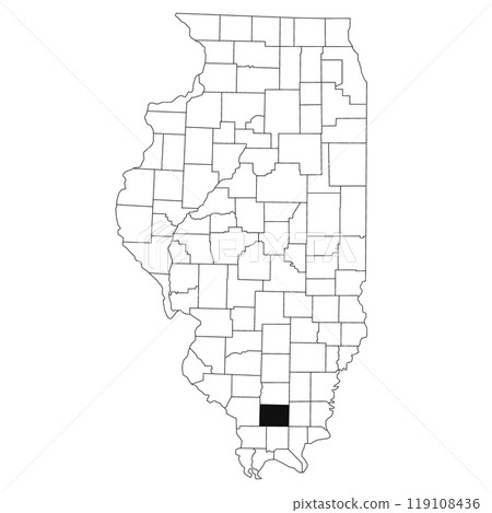Map of Williamson County in Illinois state on white background. single County map highlighted by black colour on Illinois map. UNITED STATES, US Map of Williamson County in Illinois state on white background. single County map highlighted by black colour on Illinois map. UNITED STATES, US 119108436