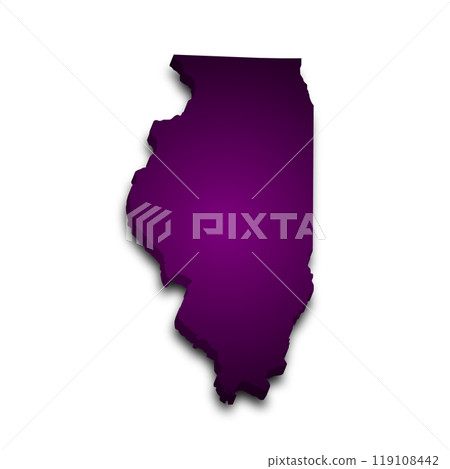3d Map of Illinois state with color. United State of America, US, United State. 3d Map of Illinois state with color. United State of America, US, United State. 119108442
