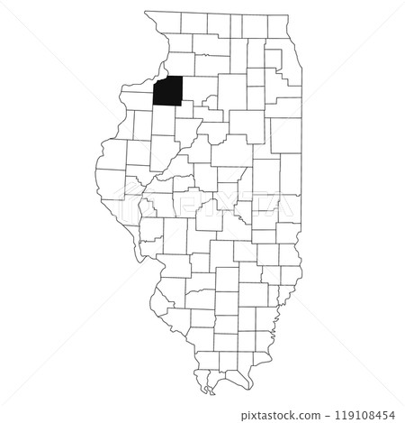 Map of Henry County in Illinois state on white background. single County map highlighted by black colour on Illinois map. UNITED STATES, US 119108454