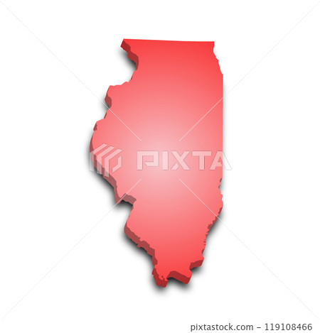 3d Map of Illinois state with color. United State of America, US, United State. 119108466