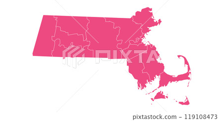 Massachusetts administrative map. counties map of Massachusetts, blank Map, empty map of Massachusetts 119108473