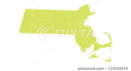 Massachusetts administrative map. counties map of Massachusetts, blank Map, empty map of Massachusetts 119108474