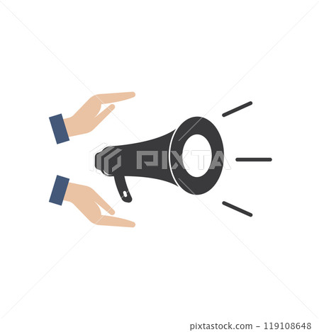 Hand holding megaphone Hand holding megaphone 119108648