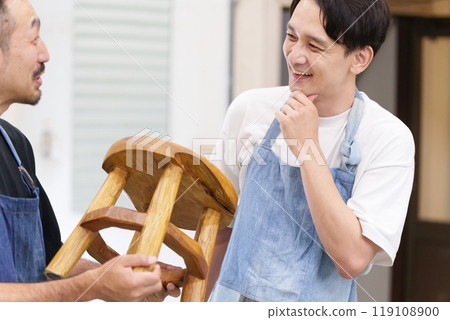 Men making DIY chairs Men making DIY chairs 119108900