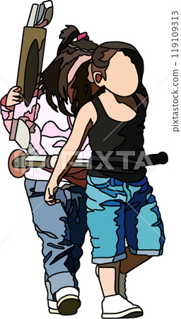 Anime style children illustration, transparent background Anime style children illustration, transparent background 119109313