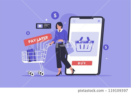 Buy now pay later concept illustration Buy now pay later concept illustration 119109397