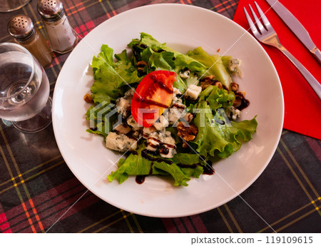 Vegetable salad with brie cheese, tomato and lettuce Vegetable salad with brie cheese, tomato and lettuce 119109615