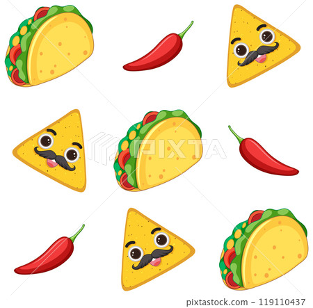Cute Tacos and Peppers Pattern Cute Tacos and Peppers Pattern 119110437