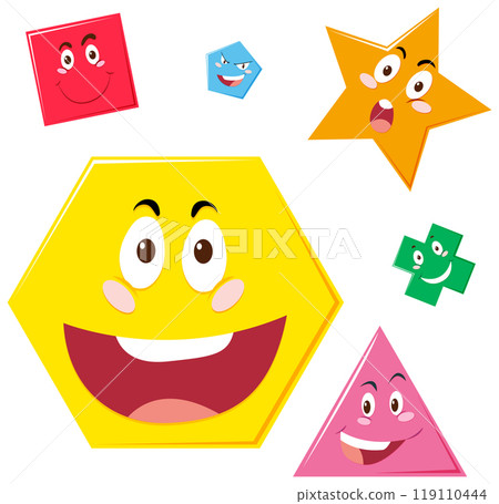 Happy Geometric Shapes with Faces 119110444