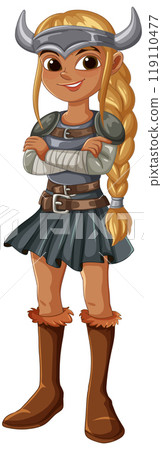 Confident Female Viking Warrior 119110477