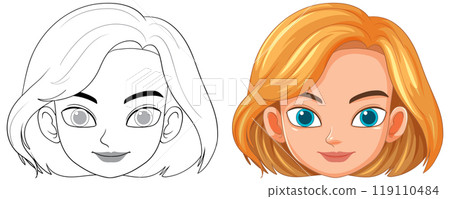 Colorful and Outline Woman Portraits 119110484