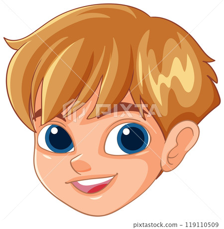 Smiling Cartoon Boy Face 119110509