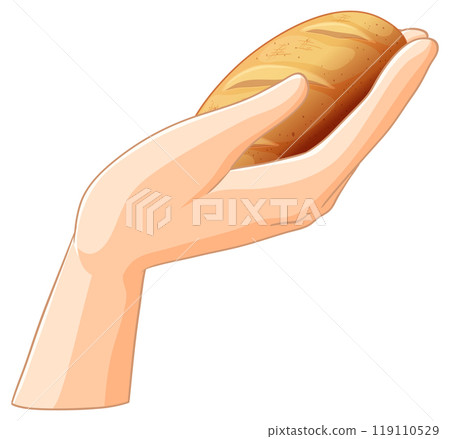 Hand Holding Freshly Baked Bread 119110529