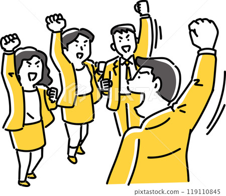 Company employees getting motivated 119110845