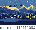 over the village in the christmas eve 119111068