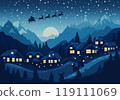 over the village in the christmas eve 119111069