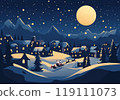 over the village in the christmas eve 119111073