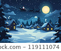over the village in the christmas eve 119111074