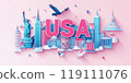 USA landmarks and symbols with sweet color design 119111076