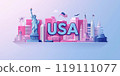 USA landmarks and symbols with sweet color design 119111077