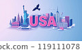 USA landmarks and symbols with sweet color design 119111078
