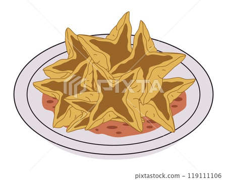 Indonesia street food Batagor West Java traditional cuisine fried dish peanut sauce ingredient savory taste design icon set 119111106