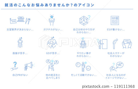 Do you have any of these worries about job hunting? Simple icon set, vector 119111368