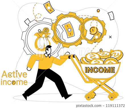 Salary earnings vector illustration. Revenue, lifeblood, flows through veins economy, pumped by salary earnings Salary, quiet phoenix, rises from ashes financial uncertainty, bringing prosperity 119111372