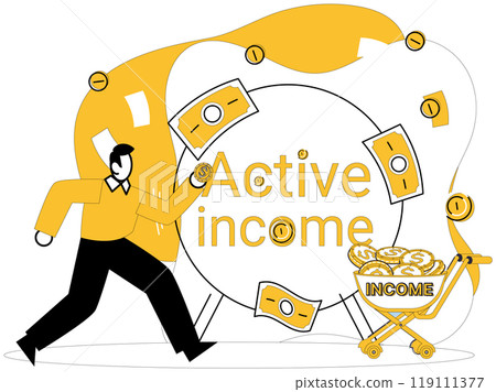 Salary earnings vector illustration. Accounting, historian, records sagas triumph and resilience within salary earnings Career, odyssey, sails on winds salary earnings towards undiscovered shores 119111377