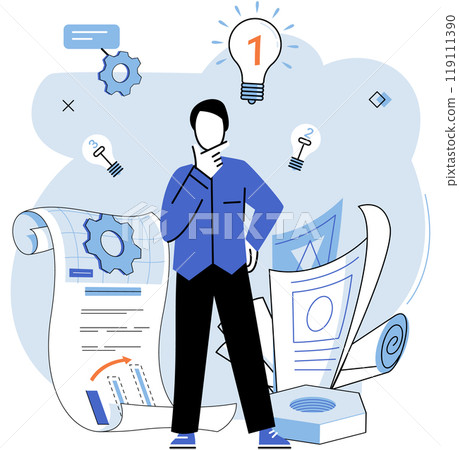 Solution solving problem, answer to hard question or creativity idea and innovation help business success, leadership to overcome difficulty with great decision. Business development. Thinking person Solution solving problem, answer to hard question or creativity idea and innovation help business success, leadership to overcome difficulty with great decision. Business development. Thinking person 119111390