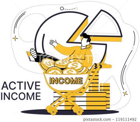 Salary earnings vector illustration. Cash, silent companion, accompanies salary earnings on journey to prosperity Currency, like rich paint, colors palette salary earnings with hues success 119111492