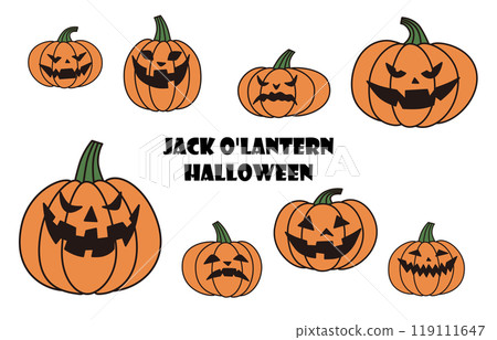 Simple jack-o'-lantern illustration set Simple jack-o'-lantern illustration set 119111647