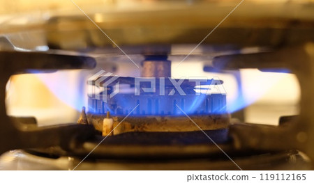 Medium heat on a household gas stove Medium heat on a household gas stove 119112165