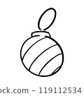 Hand-drawn Christmas round ornament monochrome 119112534