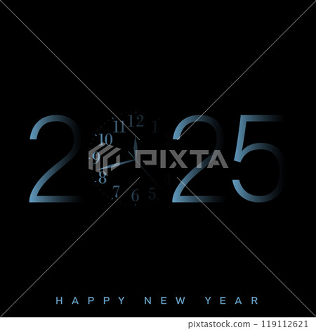 Dark Blue 2025 New Year Countdown with Sleek Minimalist Clock Design. Vector 119112621