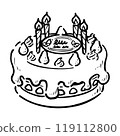Handwritten Christmas cake monochrome 119112800