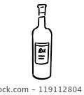 Handwritten wine bottle monochrome 119112804