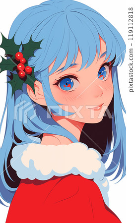 手绘动漫可爱的圣诞节女孩插画 119112818