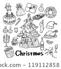 Handwritten Christmas set monochrome 119112858