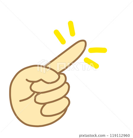 Illustration of a hand pointing with an arrow 119112960